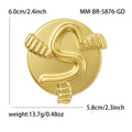 Round Letter S Brooch in Polished Metal for Jackets and Scarves view 6