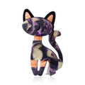Acrylic Resin Marbled Cat Brooch Blue Brown Purple view 2