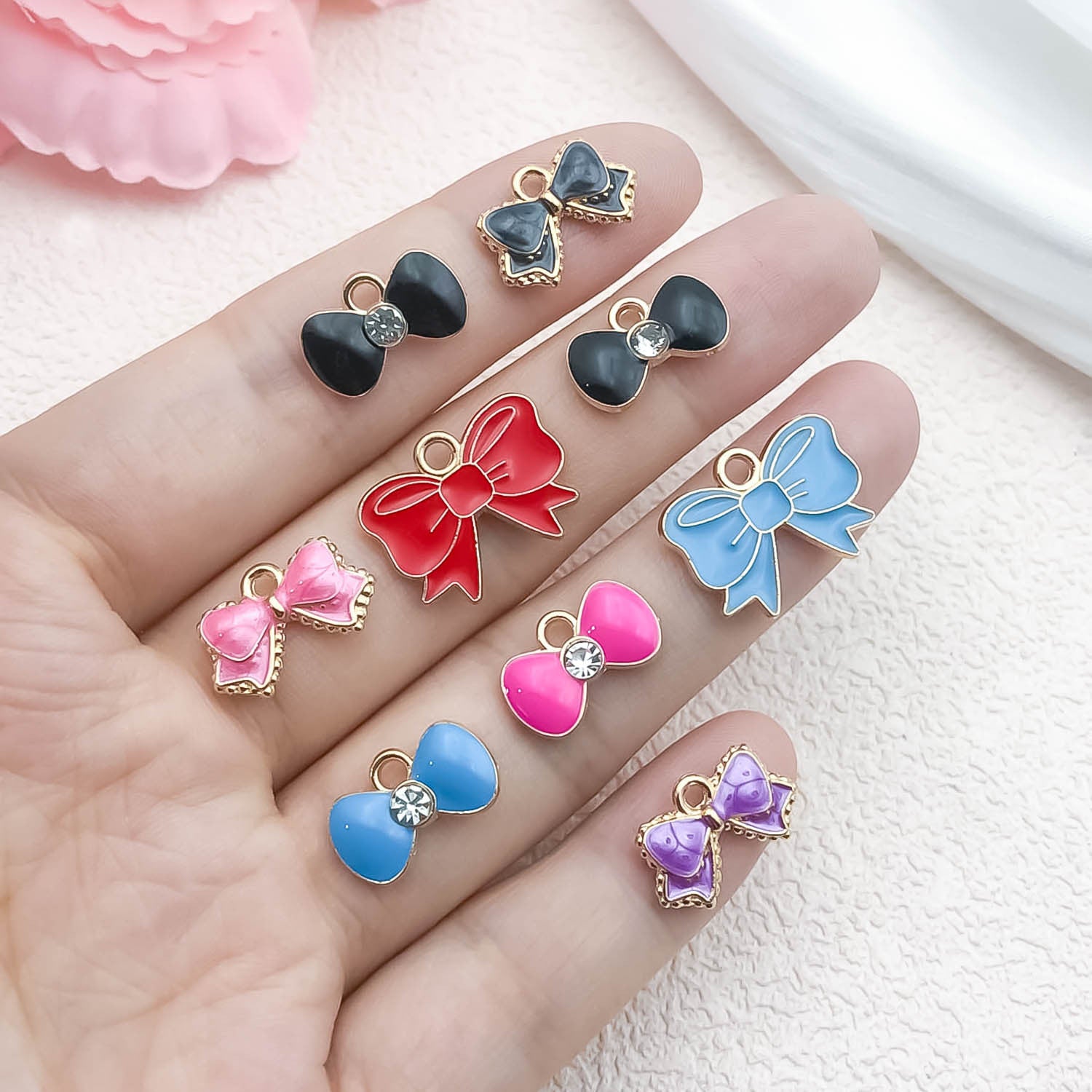 Enamel Zinc Alloy Lace Bowknot Bow Butterfly Charm Pendant for DIY Necklaces and Earrings