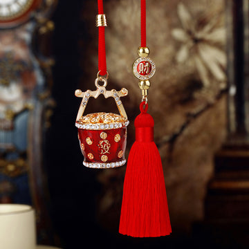 Mixed Fortune Bucket Treasure Bowl and Ingot Car Hangers in Four Options