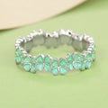 White Gold Mint Enamel Clover Band Finger Ring Sizes 6-10 view 3