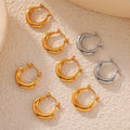 Gold Steel Hollow U Crescent Hoop Earrings Polished view 3