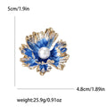 Gold Edge Enamel Peony Flower Pearl Brooch Five Colors view 5