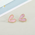 Gold Tone Open Heart Acrylic Stud Earrings in Five Colors view 3