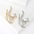 Pearl and Crystal Flower Branch Brooch in Two Metal Tones view 1