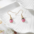 Gold Tone Colorful Enamel Ladybug Drop Earrings in Six Colors view 2