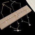 Delicate Necklace and Drop Earring Jewelry Set in Two Tones view 1