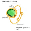 Gold Bezel Oval Czech Glass Open Rings Six Colors Size 7 view 7