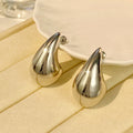 Chunky Metal Teardrop C-Hoop and Ribbed Hoop Earrings view 9