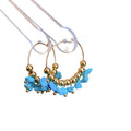 Blue and Multicolor Stone Beaded Gold Tone Hoop Earrings view 5