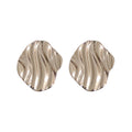 Silver Tone Wavy Irregular Disc Stud Earrings Jewelry view 5