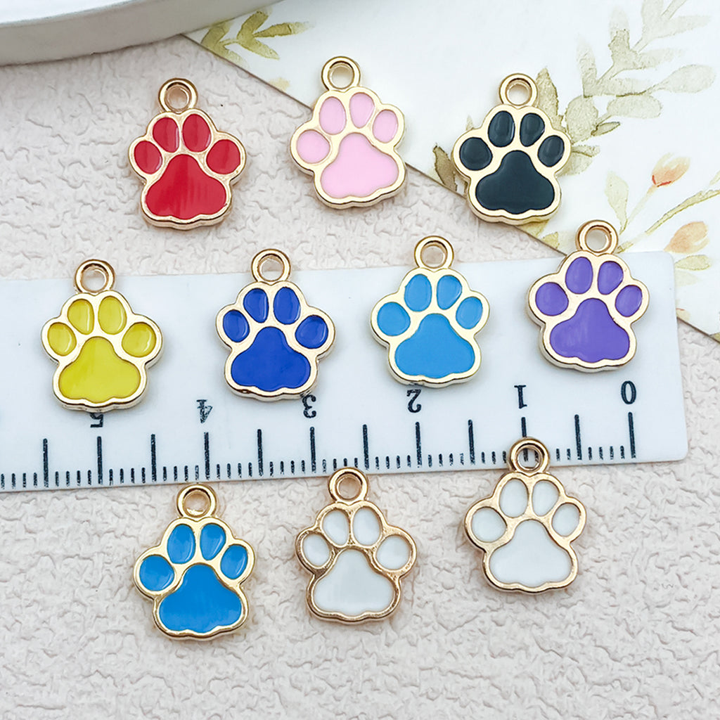 Enamel Zinc Alloy Cat Paw Footprint Charm Pendant for DIY Earrings Necklace Bracelet Making