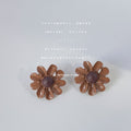 Purple Enamel Daisy Flower Stud Earrings Pair Style view 2
