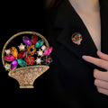 Red Gold Tone Flower Basket Metal Brooch Pin for Jackets and Lapels view 5
