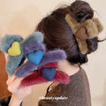 Faux Fur Heart Claw Clip Soft Plush Hair Clamp 2 Colors view 1