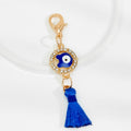 Rhinestone Evil Eye Tassel Charm With Gold Lobster Clasp view 4