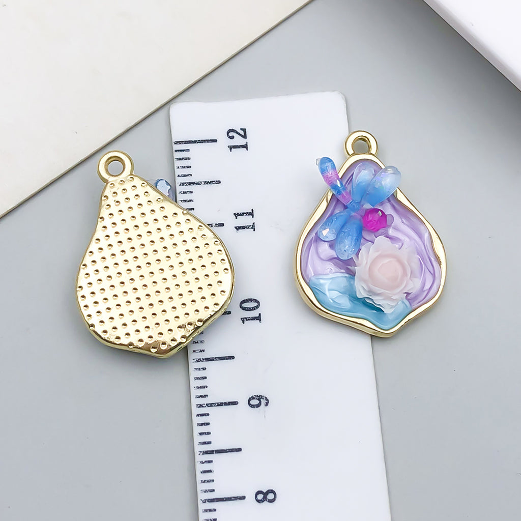 Zinc Alloy Flower Butterfly Enamel Charm Pendant for DIY Earrings Bracelet Necklace