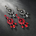 Red Silver Tone Red Crystal Chandelier Tassel Crystal Two Designs Metal Dangle Earrings view 4