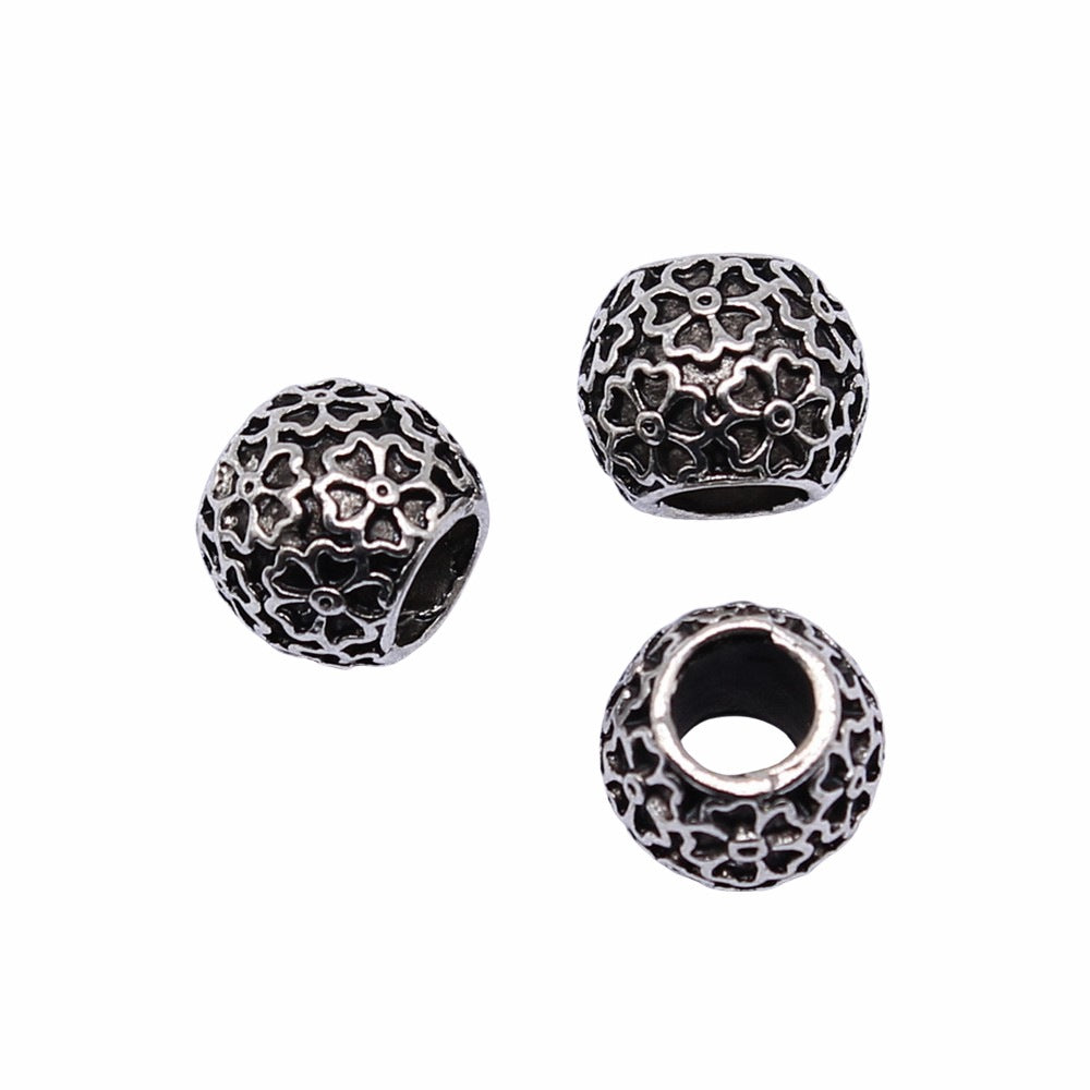 10x8mm 2g Antique Silver Zinc Alloy Large Hole Spacer Beads for DIY Bracelet Necklace Making