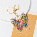 Rhinestone Hollow Butterfly Keychain Gold Metal Four Colors view 7