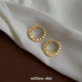 Gold Twisted Rope Huggie Hoop Earrings Polished Metal view 3