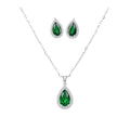 Teardrop Halo Zircon Necklace Stud Earring Sets Two Colors view 5