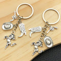 Antique Silver Western Hat Boot and Pistol Keychain Pair view 2