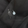 Asymmetric Silver Bow Shell Drop Earrings Mismatched Pair view 3