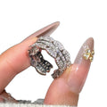Multi Row Crystal Open Ring Silver Baguette Scallop Band view 5