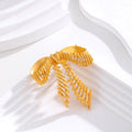 Gold Tone Ribbon Bow Openwork Metal Brooch Pin for Jackets and Lapels view 3