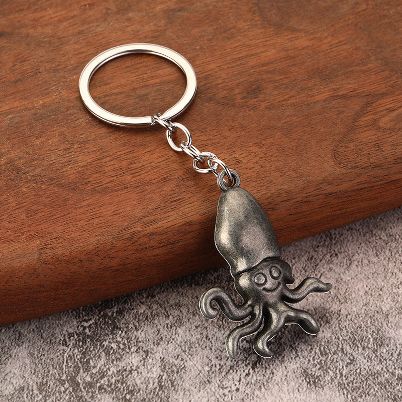 Octopus Shape Metal Keychain Creative Bag Charm and Key Pendant