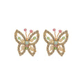 Pastel Crystal Butterfly Stud Earrings With Gold Tone Frames view 5