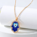 Gold and Silver Tone Crystal Round and Hamsa Evil Eye Necklaces view 3