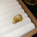 Gold Open Butterfly Band Oval Solitaire Crystal Rings view 6