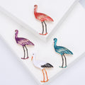 Enamel Standing Crane Brooch Four Color Styles Gold Accents view 1