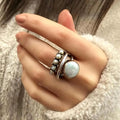 Pearl-Like Double-Orb Open Ring In Gold Silver And Two-Tone view 1