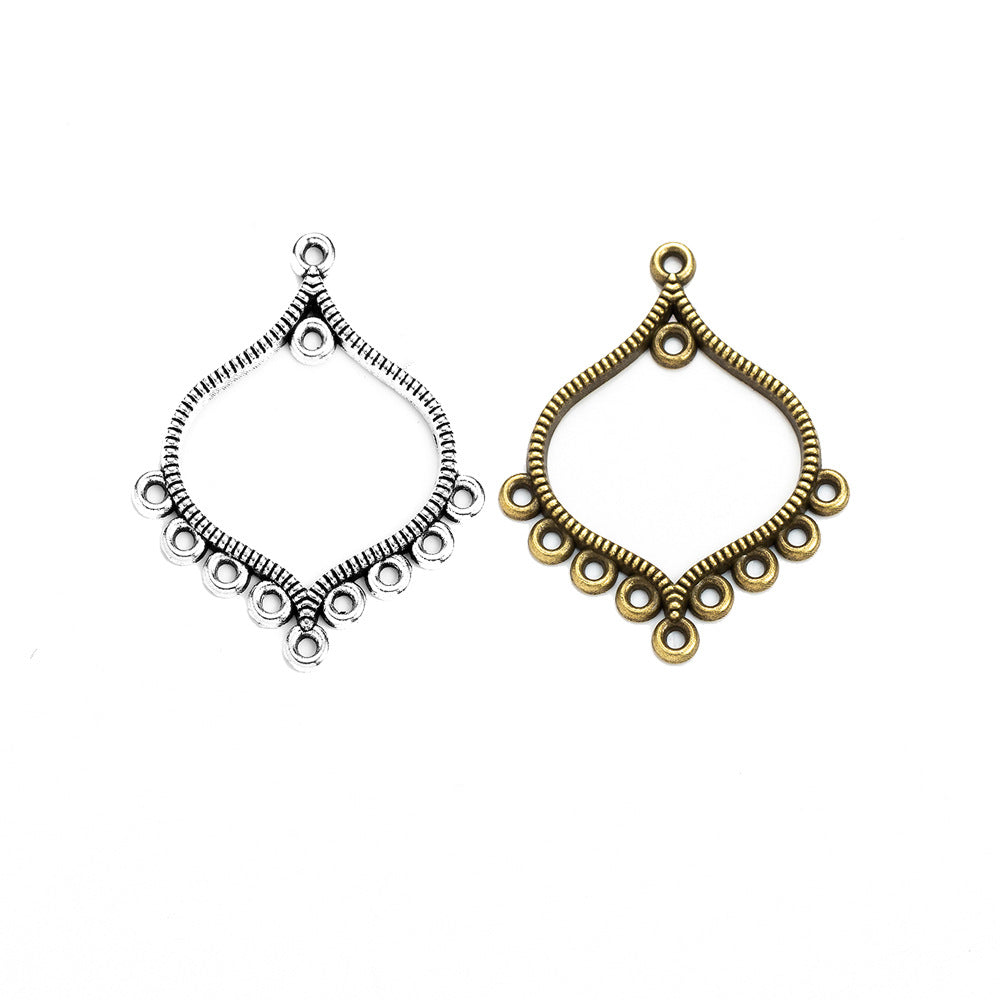 37x30mm Hollow Alloy Multi-Hole Earring Connector Pendant
