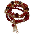 Coffee Brown Multi-Strand Beaded Bracelet Four-Piece Set view 5