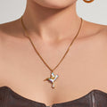 Gold Enamel Hummingbird Pendant Necklace Stainless Steel view 4