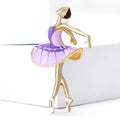 Enamel Ballerina Brooch in Blue and Purple Dresses view 3