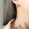 Twisted U Shape Zircon Hoop Earrings Large Small Green White view 7