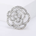 Crystal Camellia Outline Brooch in Gold or Silver Tone view 4