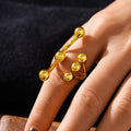 Gold Open Branch Sphere Ball Statement Ring Size 7 view 1
