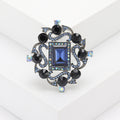 Ornate Rectangular Crystal Brooch in Four Jewel Palettes view 3