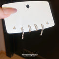 Zircon Huggie Hoop Tassel Stud Earring Multi Set 2 Colors view 3
