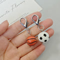Basketball and Soccer Ball Lobster-Clasp Charms in Silver Tone view 2