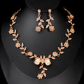 Black Silver Tone Flower Crystal Five Designs Metal Necklace and Earring Set view 8
