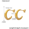 C-Shape Thick Hoop Earrings Star Zircon Gold Steel view 6