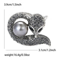 Curled Crystal Fox Brooch With Pearl-Like Body in Four Colors view 6