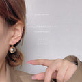 Gold Tone Polished Round Ball Fishhook Drop Earrings view 2